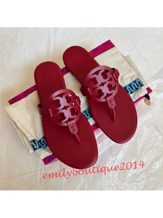 Tory Burch Shoes - NIB Tory Burch Miller Size 7.5 Tory Red Calf Leather Sandals 90582